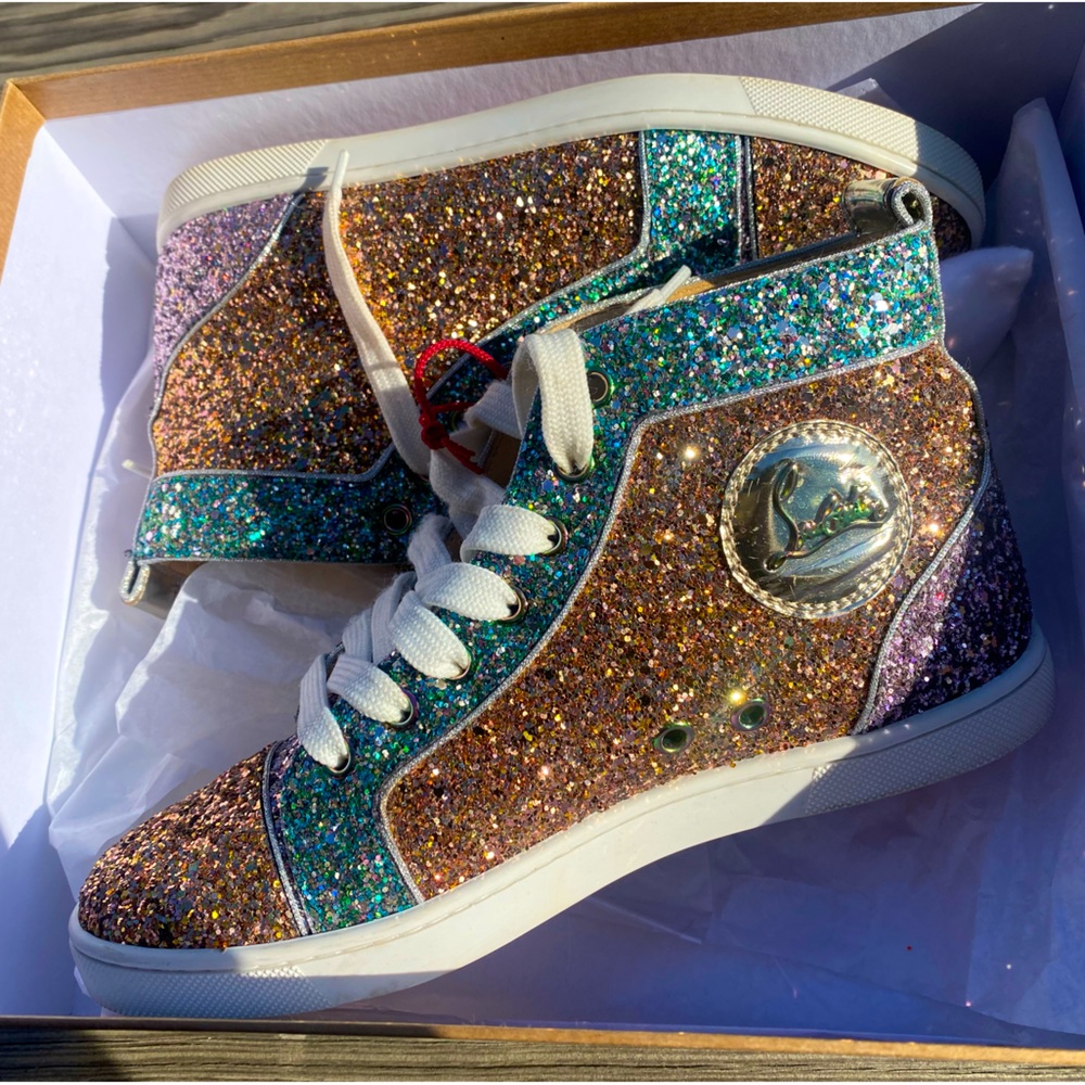 Christian Louboutin BIP BIP Orlando Flat Glitter size 36.5.Red bottoms. US 5.5/6